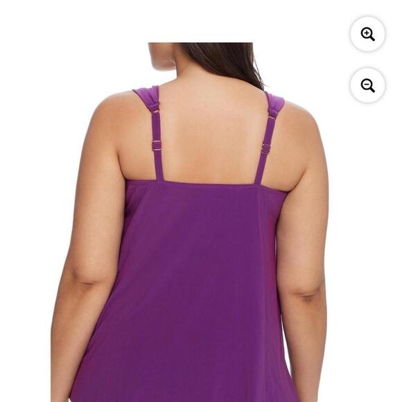 Miraclesuit Razzle Dazzle Tankini Top Pink Underwire swimwear New 16 orchid - Picture 9 of 10